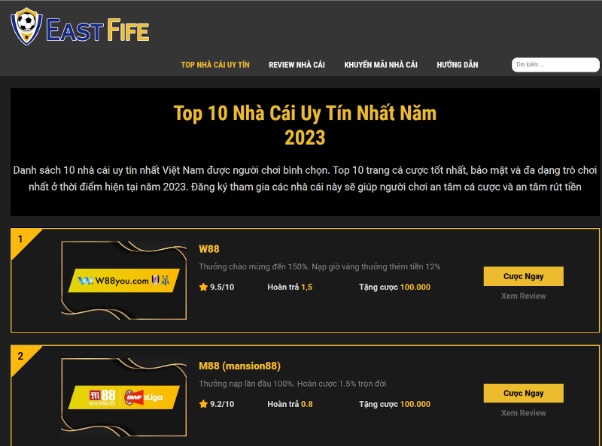 Nhà cái uy tín eastfife – Trang review nhà cái uy tín bậc nhất hiện nay