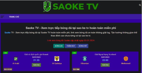 Trực tiếp bóng đá Saoke TV- món quà vô giá cho các fan hâm mộ