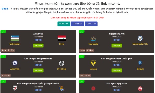 Mitom TV - Tận hưởng trải nghiệm xem bóng đá tuyệt vời