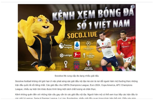 Thưởng thức bóng đá với nhiều tính năng tiện nghi tại trang web Socolive TV