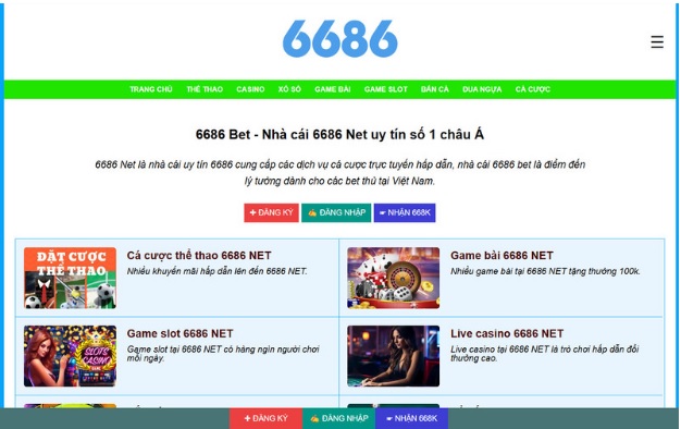 6686 VN NET - Nhà cái cung cấp trò chơi cá cược siêu đa dạng